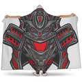Robot Samurai Mask Print Hooded Blanket