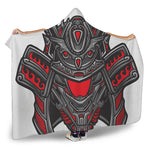 Robot Samurai Mask Print Hooded Blanket