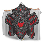 Robot Samurai Mask Print Hooded Blanket