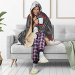 Robot Samurai Mask Print Hooded Blanket