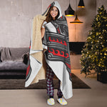 Robot Samurai Mask Print Hooded Blanket