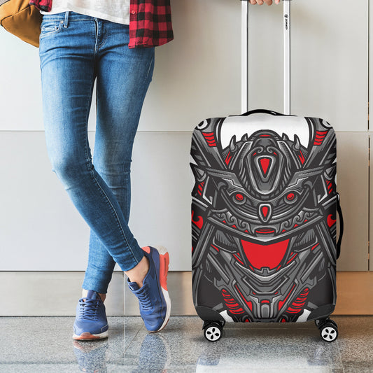 Robot Samurai Mask Print Luggage Cover