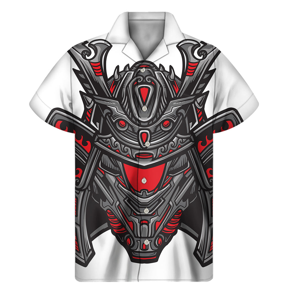 Robot Samurai Mask Print Men's Short Sleeve Shirt