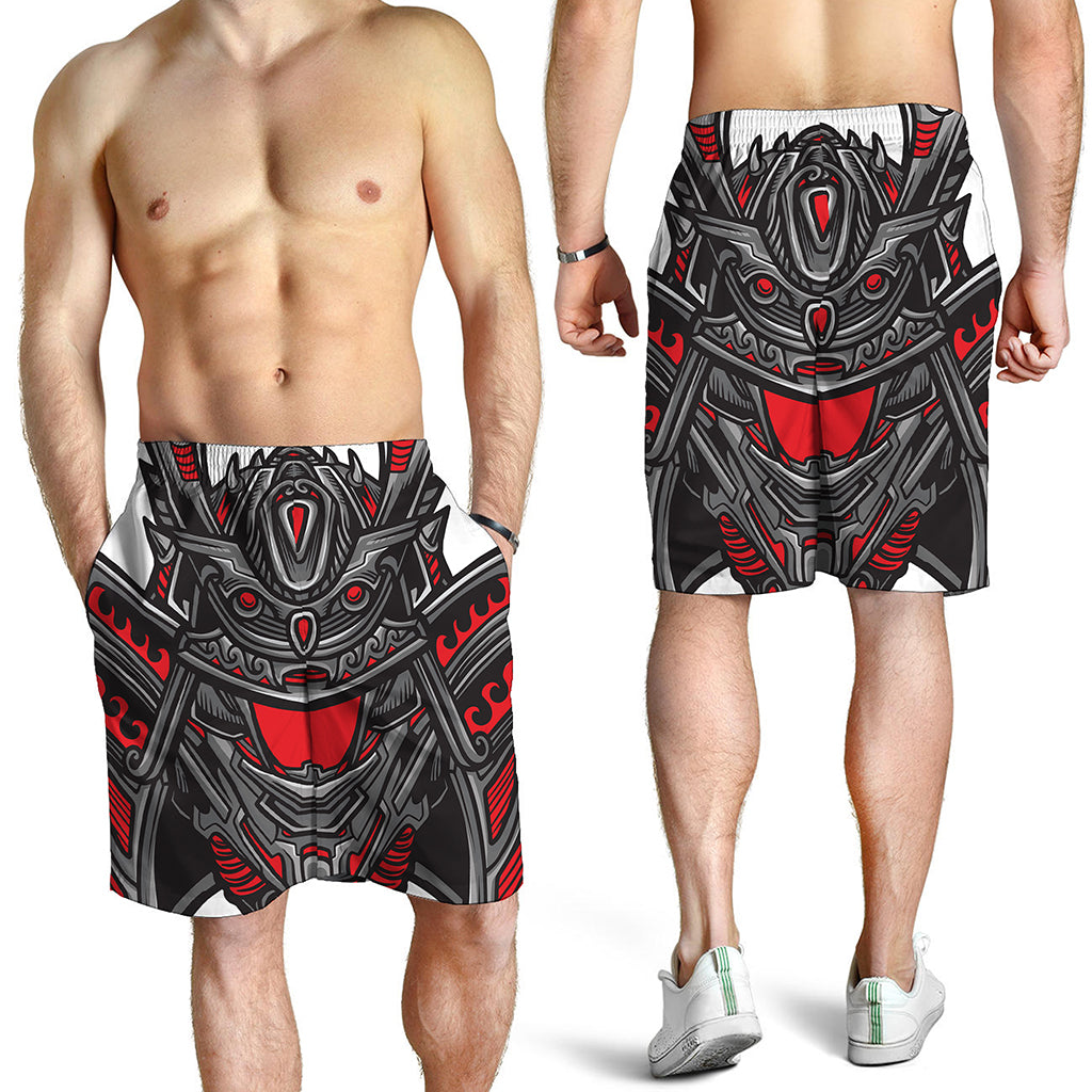Robot Samurai Mask Print Men's Shorts
