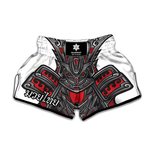 Robot Samurai Mask Print Muay Thai Boxing Shorts