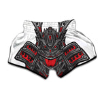 Robot Samurai Mask Print Muay Thai Boxing Shorts