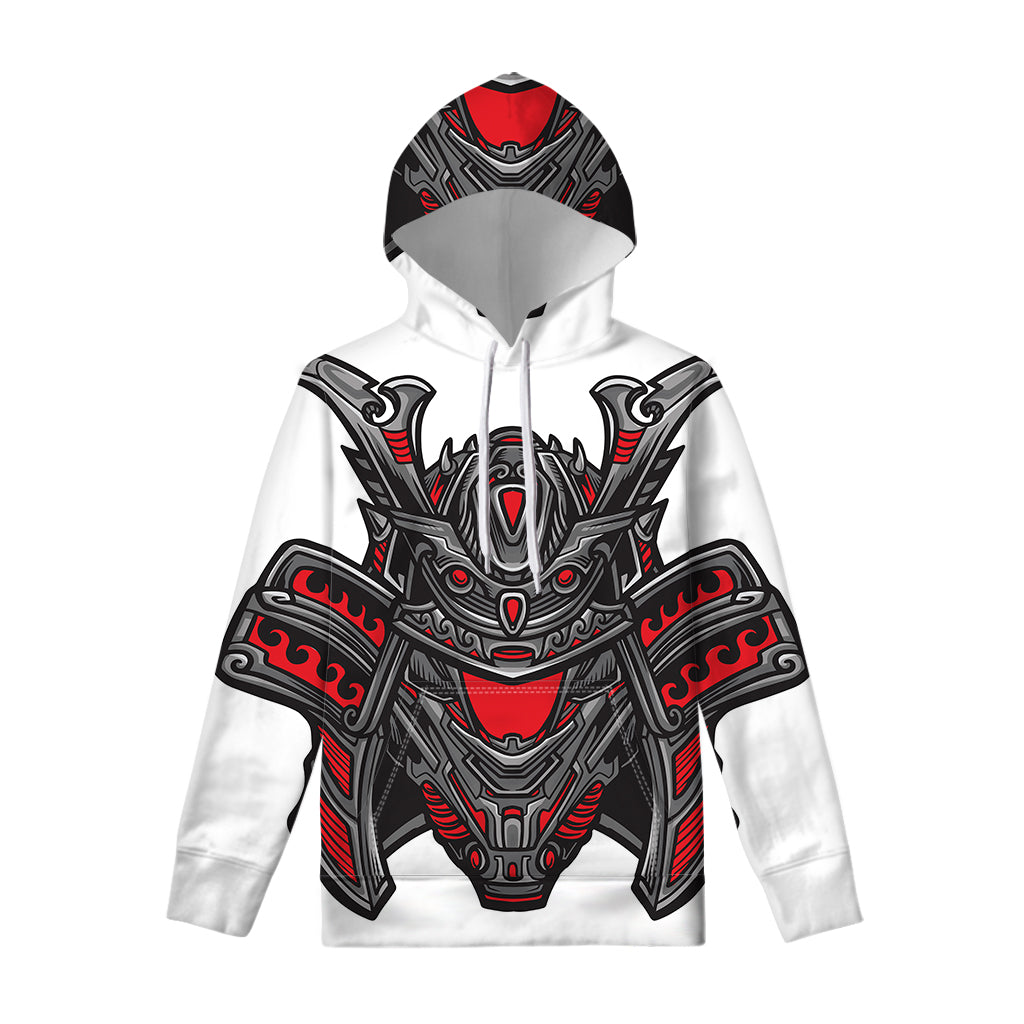 Robot Samurai Mask Print Pullover Hoodie