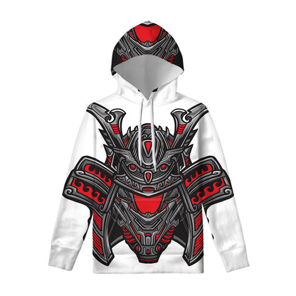 Robot Samurai Mask Print Pullover Hoodie