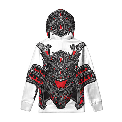 Robot Samurai Mask Print Pullover Hoodie
