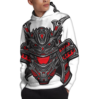 Robot Samurai Mask Print Pullover Hoodie