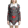 Robot Samurai Mask Print Pullover Hoodie Dress