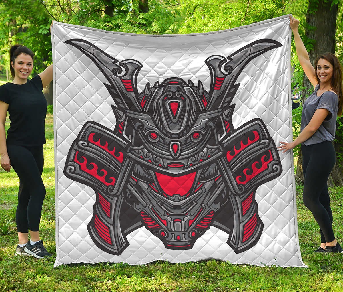 Robot Samurai Mask Print Quilt