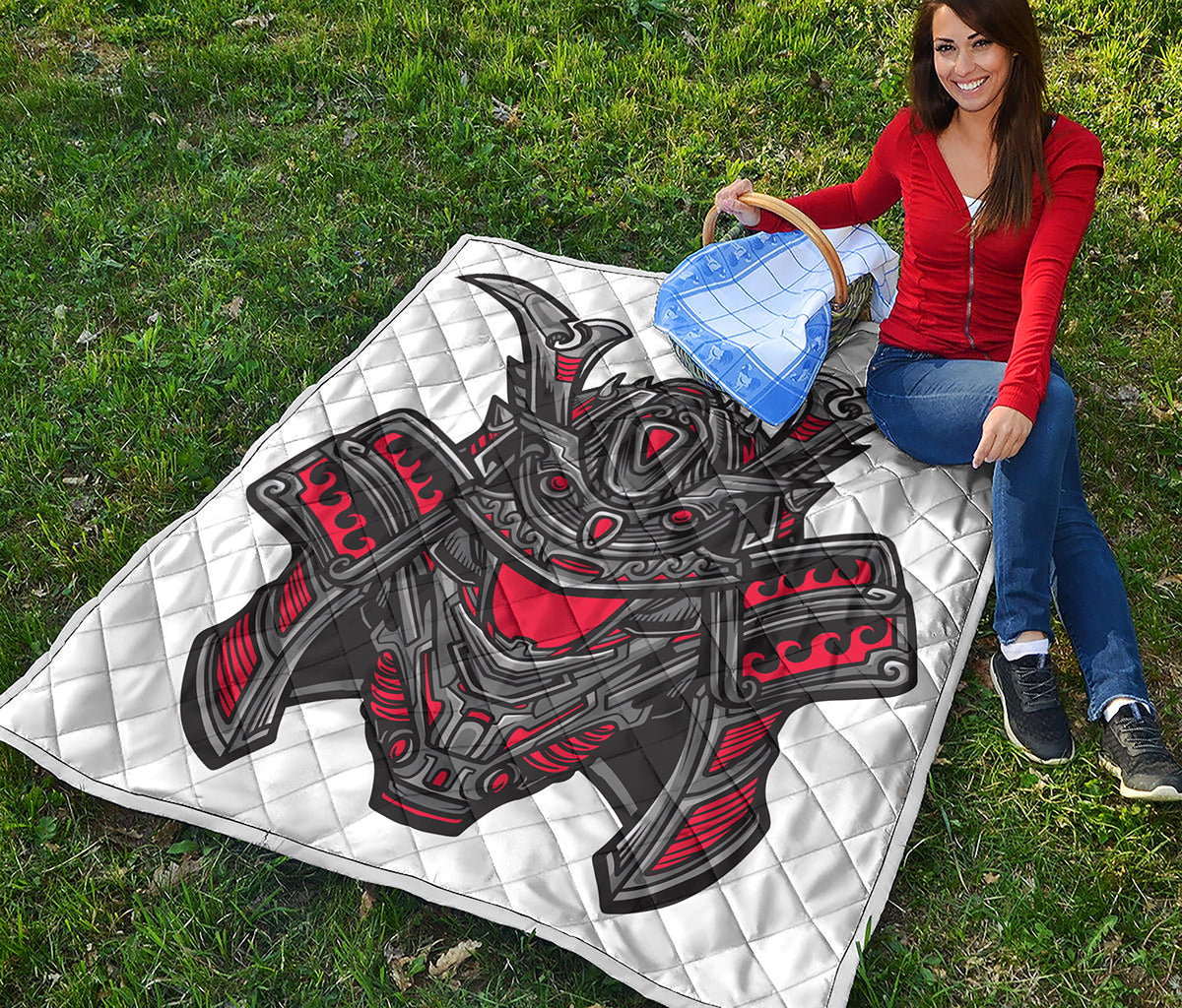 Robot Samurai Mask Print Quilt