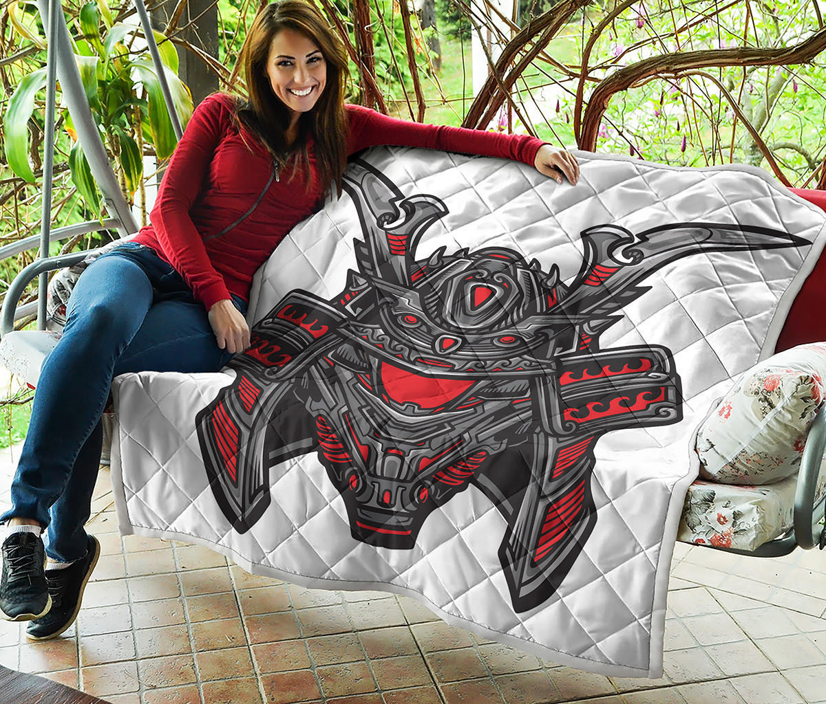 Robot Samurai Mask Print Quilt