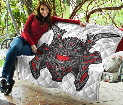 Robot Samurai Mask Print Quilt