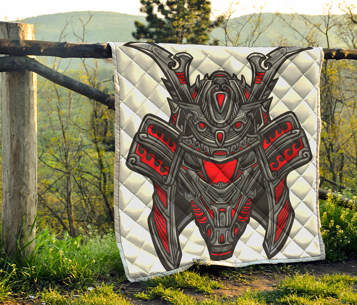 Robot Samurai Mask Print Quilt