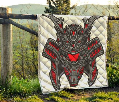Robot Samurai Mask Print Quilt