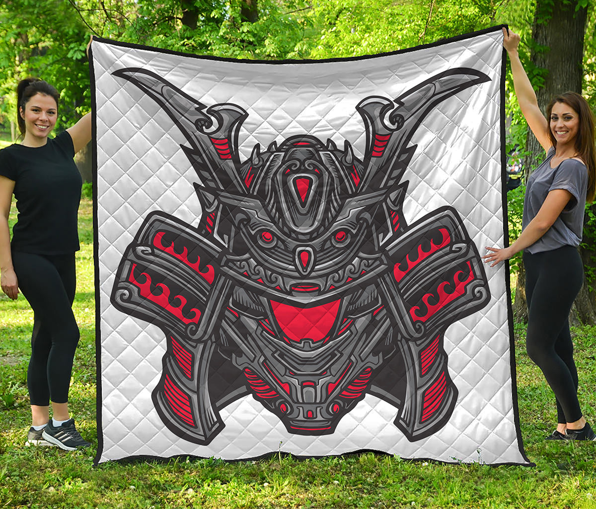 Robot Samurai Mask Print Quilt