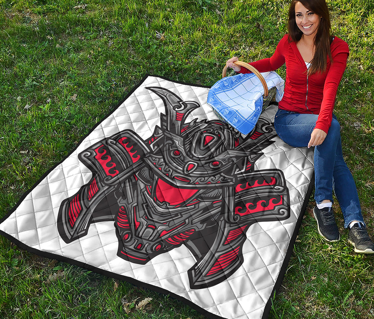 Robot Samurai Mask Print Quilt