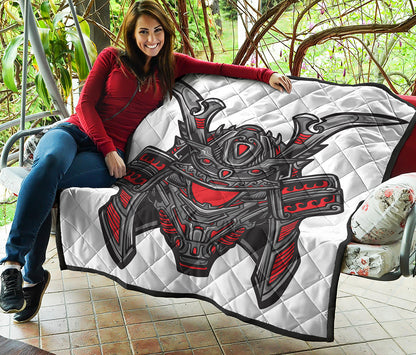 Robot Samurai Mask Print Quilt