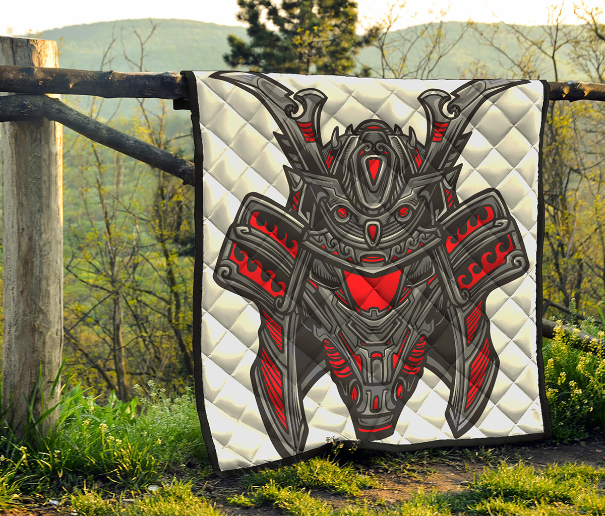 Robot Samurai Mask Print Quilt
