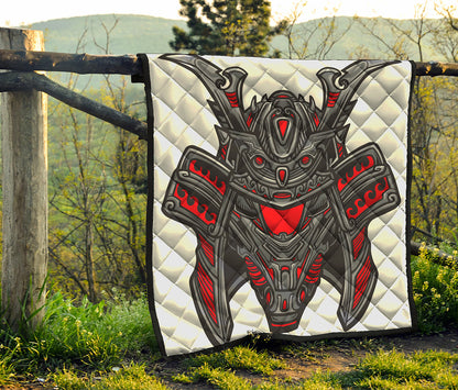 Robot Samurai Mask Print Quilt