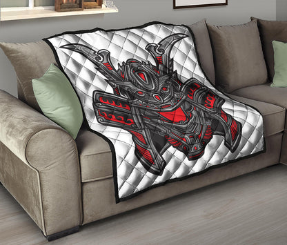 Robot Samurai Mask Print Quilt
