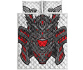Robot Samurai Mask Print Quilt Bed Set