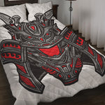 Robot Samurai Mask Print Quilt Bed Set