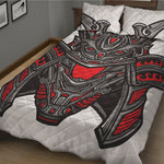 Robot Samurai Mask Print Quilt Bed Set