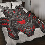 Robot Samurai Mask Print Quilt Bed Set