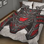 Robot Samurai Mask Print Quilt Bed Set