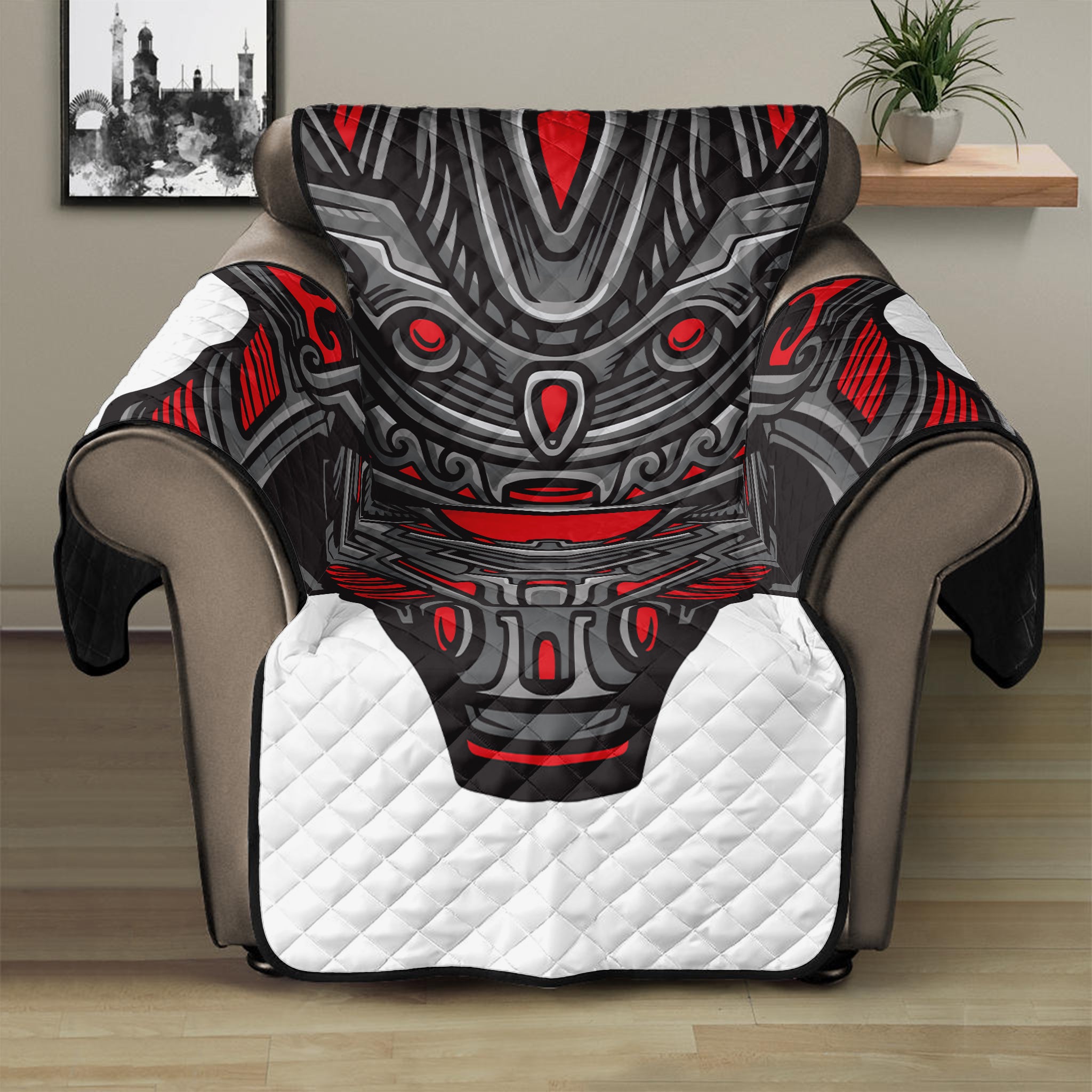 Robot Samurai Mask Print Recliner Protector