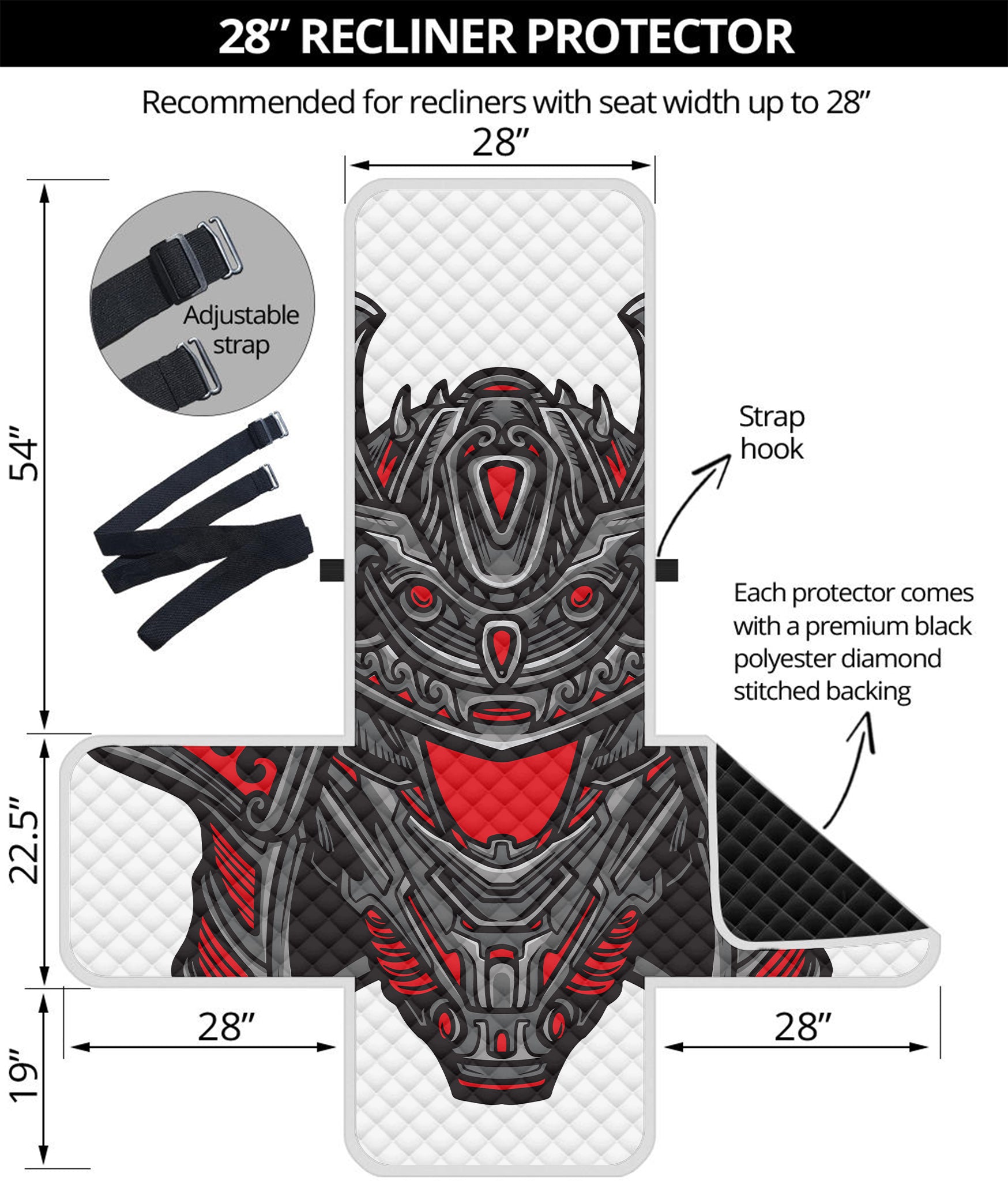 Robot Samurai Mask Print Recliner Protector