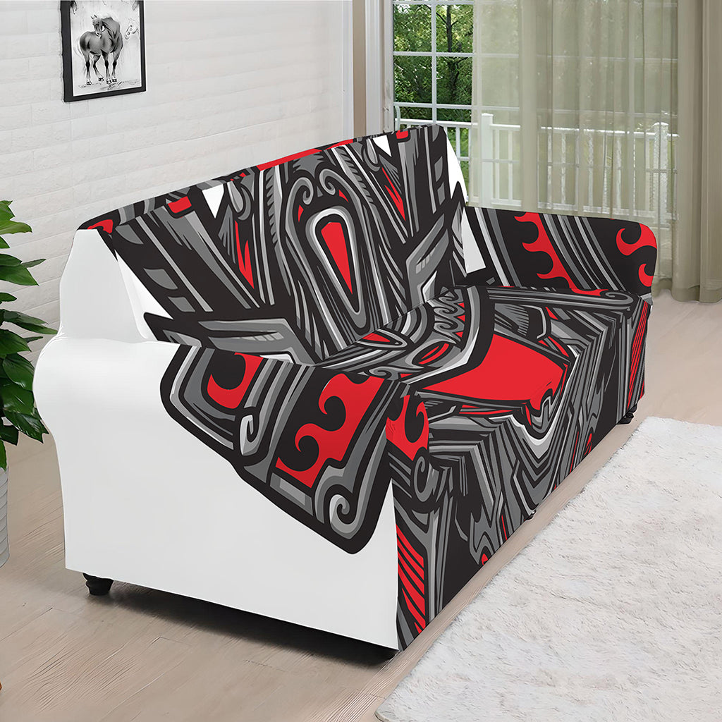 Robot Samurai Mask Print Sofa Cover