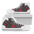Robot Samurai Mask Print White High Top Sneakers