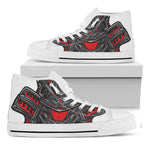 Robot Samurai Mask Print White High Top Shoes