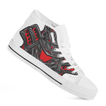 Robot Samurai Mask Print White High Top Shoes