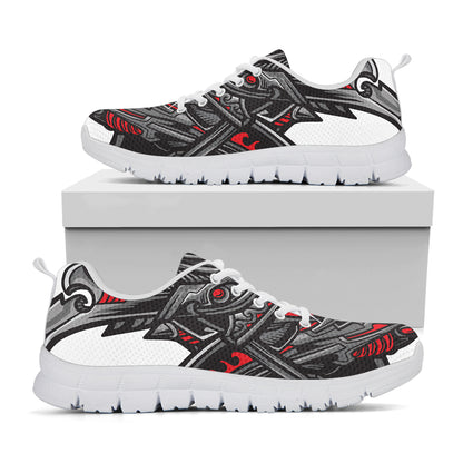 Robot Samurai Mask Print White Sneakers