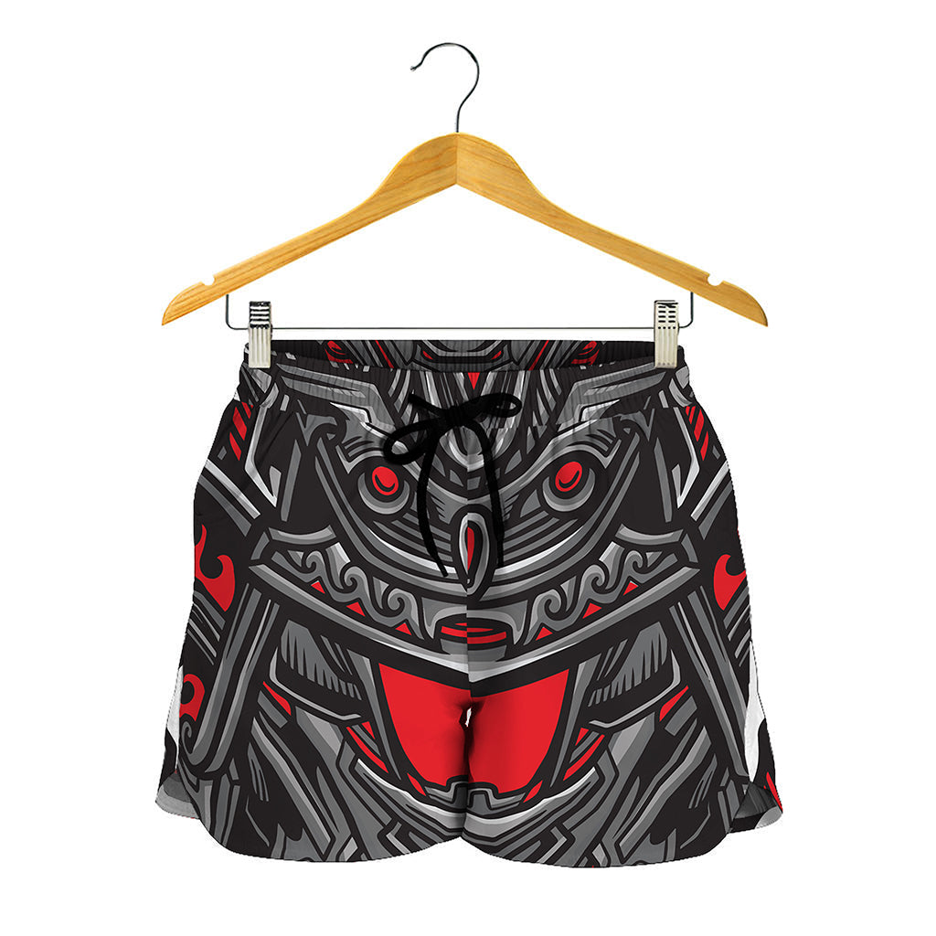 Robot Samurai Mask Print Women's Shorts