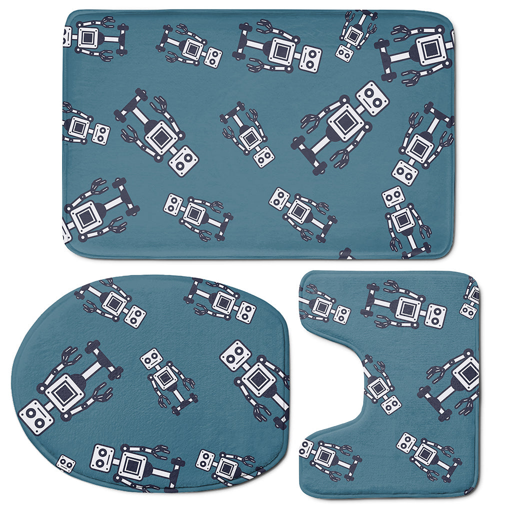 Robot Servant Pattern Print 3 Piece Bath Mat Set