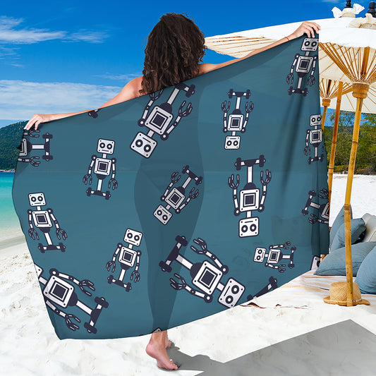 Robot Servant Pattern Print Beach Sarong Wrap