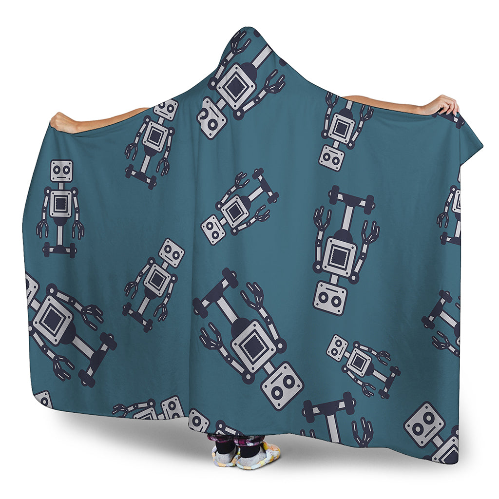 Robot Servant Pattern Print Hooded Blanket