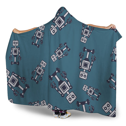 Robot Servant Pattern Print Hooded Blanket