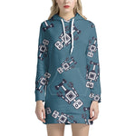Robot Servant Pattern Print Hoodie Dress