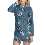 Robot Servant Pattern Print Hoodie Dress