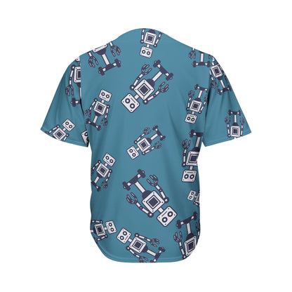 Robot Servant Pattern Print Men's Baseball Jersey