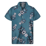 Robot Servant Pattern Print Men's Short Sleeve Shirt
