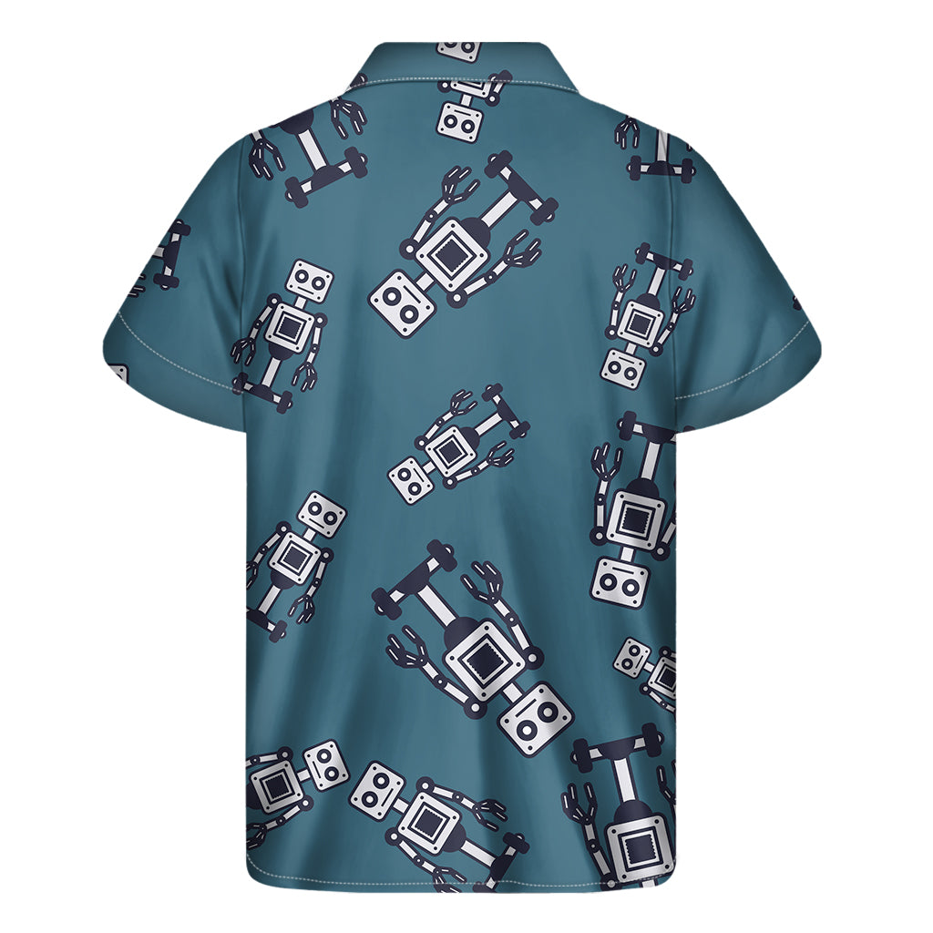 Robot Servant Pattern Print Men's Short Sleeve Shirt