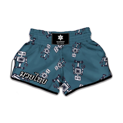 Robot Servant Pattern Print Muay Thai Boxing Shorts